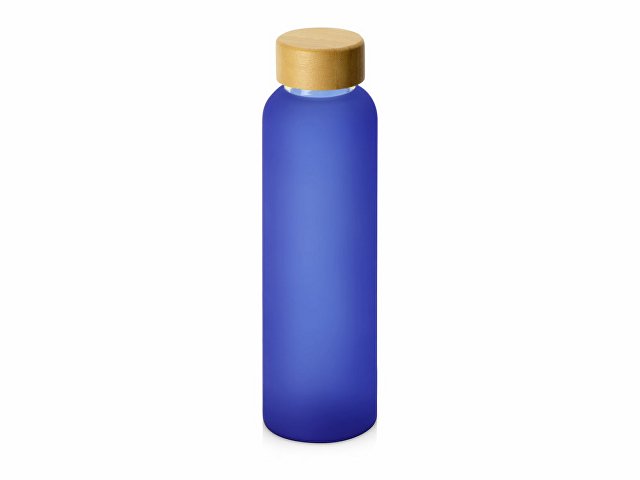 картинка Стеклянная бутылка с бамбуковой крышкой «Foggy», 600мл, синий от магазина Одежда+