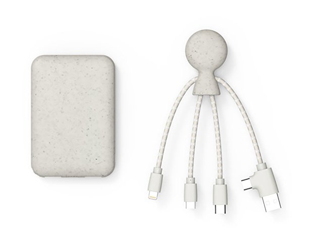 картинка Портативное зарядное устройство "BioPack" c кабелем "Mr. Bio", 5000 mAh, белый от магазина Одежда+