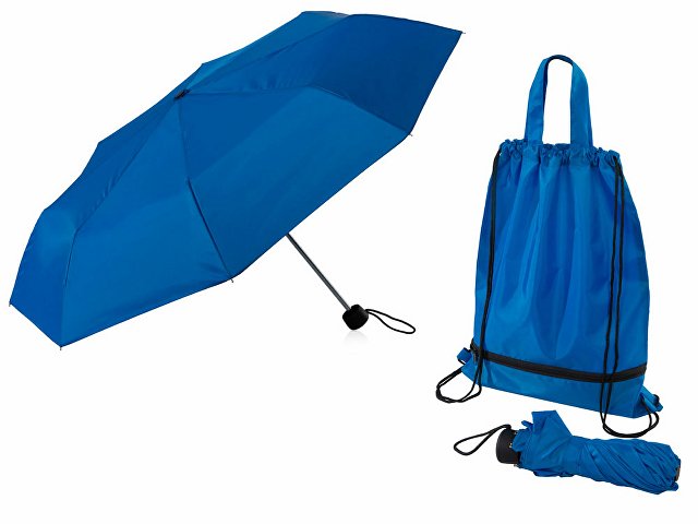 картинка Зонт «Picau» из переработанного пластика в сумочке, синий от магазина Одежда+
