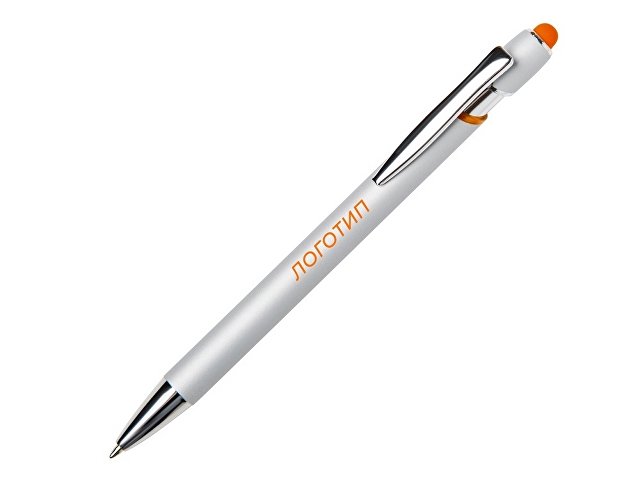 картинка Ручка-стилус металлическая шариковая "Sway  Monochrome" с цветным зеркальным слоем, серебристый с оранжевым от магазина Одежда+