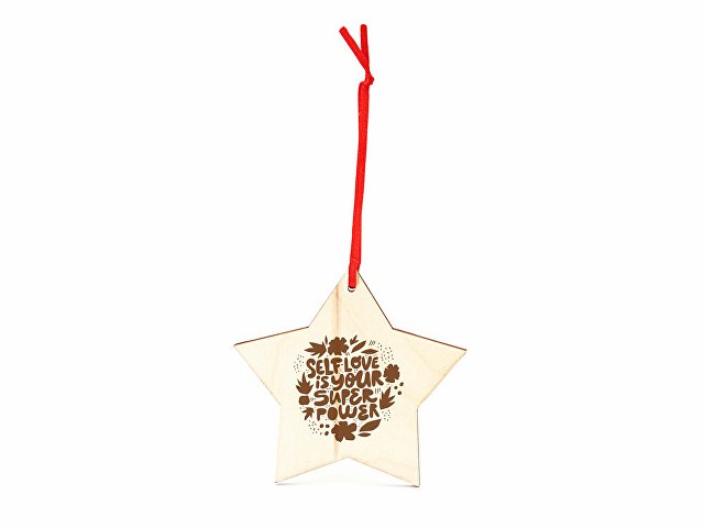 картинка Деревянное новогоднее украшение JINGLE, звезда, натуральный от магазина Одежда+