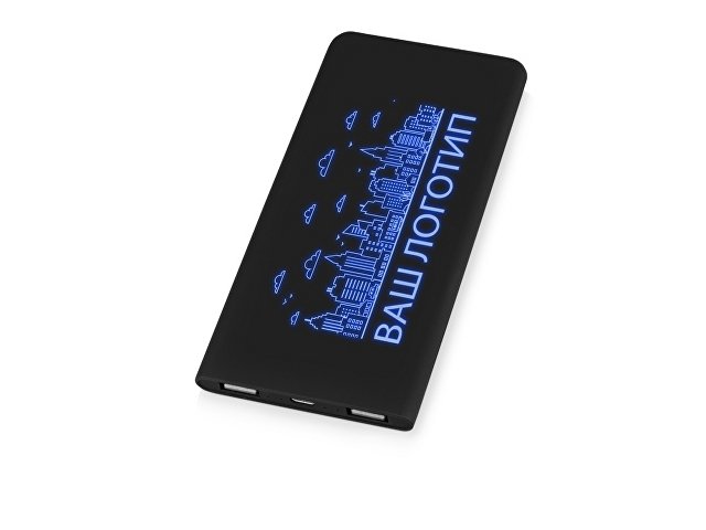 картинка Портативное зарядное устройство с синей подсветкой логотипа «Faros», soft-touch, 4000 mAh (P) от магазина Одежда+