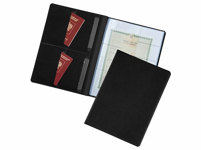 картинка Органайзер Favor 2.0 для семейных документов на 4 комплекта документов, формат А4, черный от магазина Одежда+