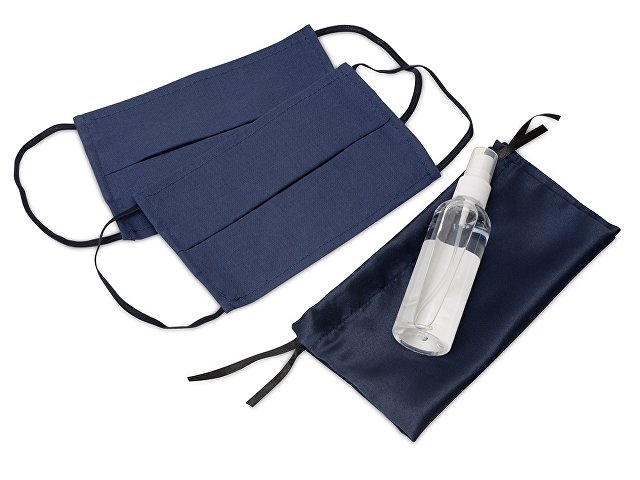 картинка Набор средств индивидуальной защиты в сатиновом мешочке "Protect Plus", синий от магазина Одежда+