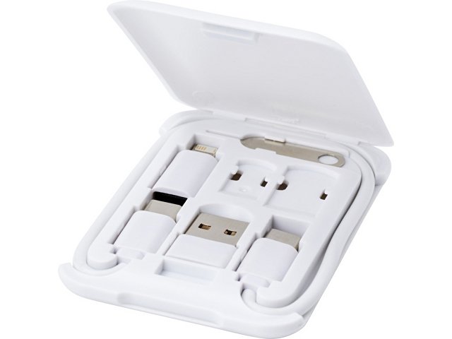 картинка Savvy модульный кабель для зарядки из переработанной пластмассы с держателем для мобильного телефона - Белый от магазина Одежда+