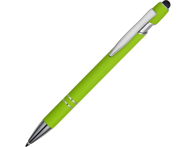 картинка Ручка металлическая soft-touch шариковая со стилусом «Sway», зеленое яблоко/серебристый (P) от магазина Одежда+