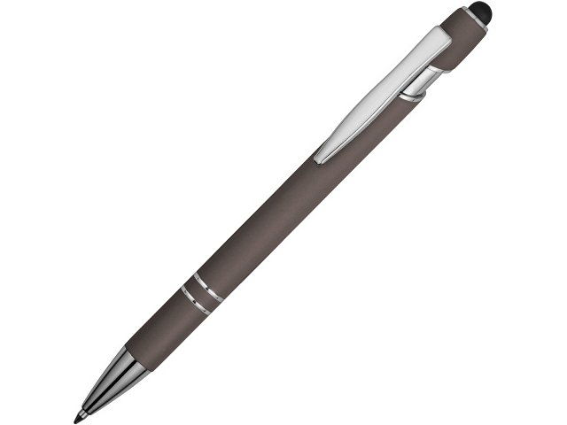 картинка Ручка металлическая soft-touch шариковая со стилусом «Sway», серый/серебристый (P) от магазина Одежда+