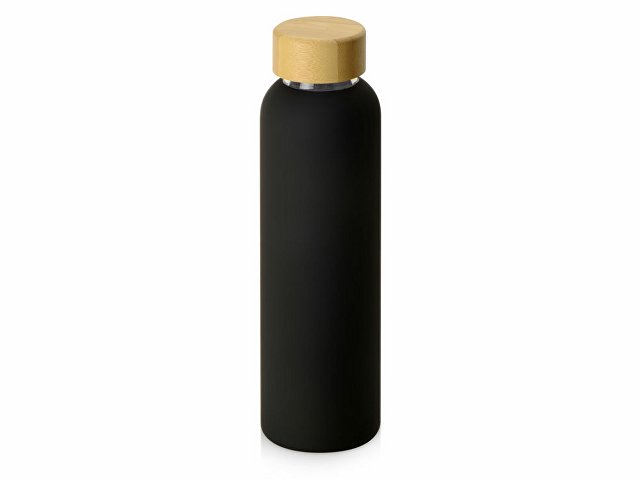картинка Стеклянная бутылка с бамбуковой крышкой «Foggy», 600мл, черный (Р) от магазина Одежда+
