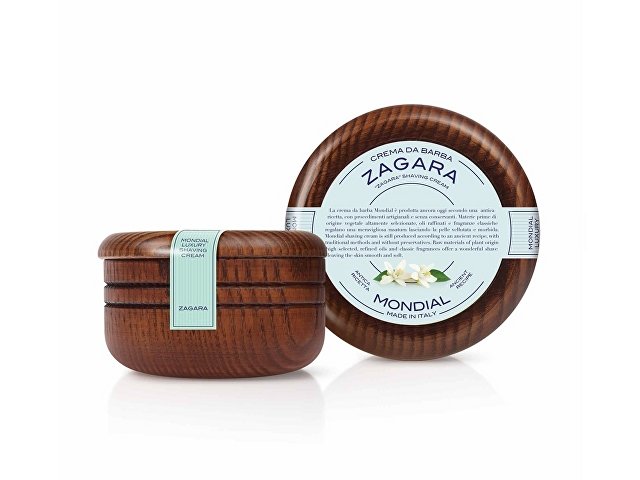 картинка Крем для бритья Mondial "ZAGARA" с ароматом флёрдоранжа, деревянная чаша, 140 мл от магазина Одежда+