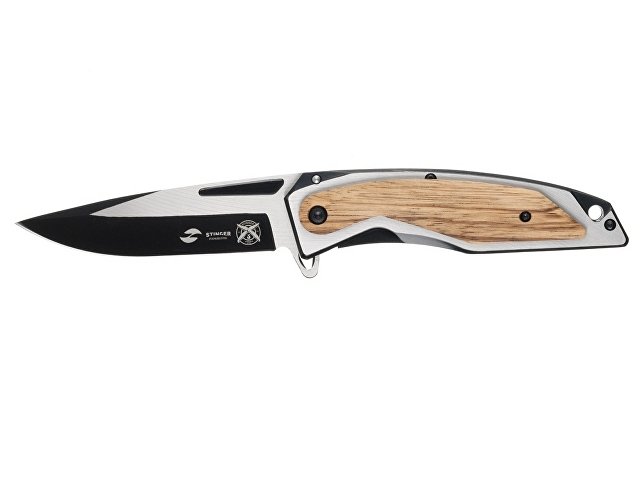 картинка Нож складной Stinger, 120 мм, (черный/серебристый), материал рукояти: нержавеющая сталь/дерево от магазина Одежда+