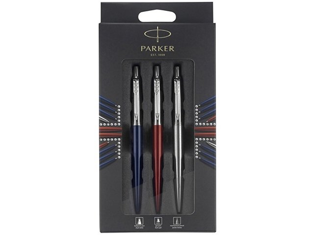 картинка Набор Parker Jotter London Trio: гелевая ручка Red CT + шариковая ручка Blue CT + карандаш Stainless Steel CT от магазина Одежда+