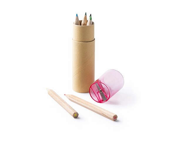 картинка Набор из 6 деревянных карандашей MABEL в футляре из переработанного картона, натуральный/красный от магазина Одежда+