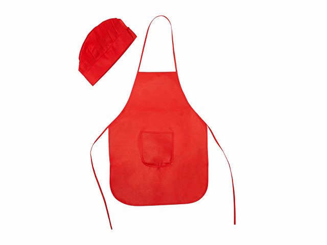 картинка Детский комплект JAMIE (фартук, шапочка), красный от магазина Одежда+
