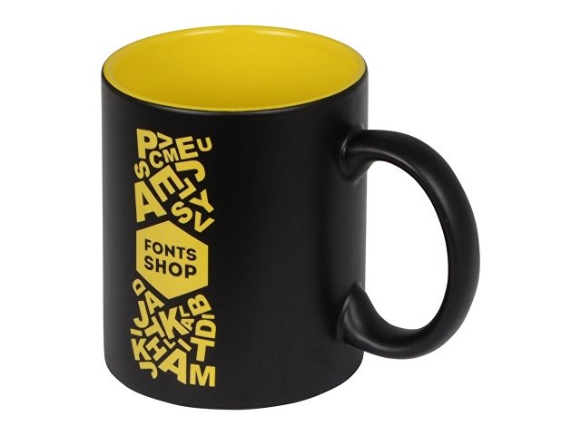 картинка Кружка с покрытием для гравировки «Subcolor BLK», черный/желтый от магазина Одежда+