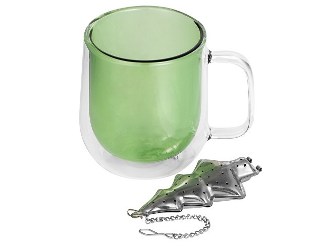 картинка Набор "Bergamot": кружка и ситечко для чая, зеленый от магазина Одежда+