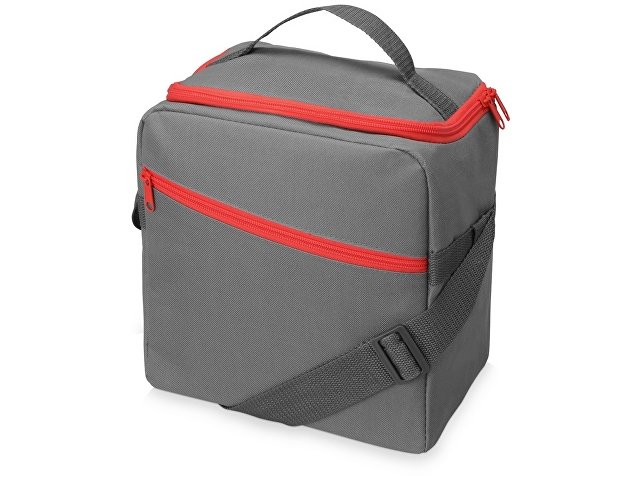 картинка Изотермическая сумка-холодильник "Classic" c контрастной молнией, серый/красный от магазина Одежда+