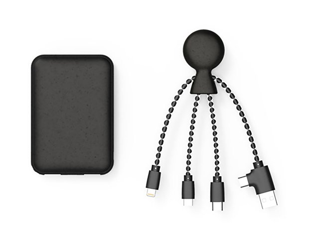 картинка Портативное зарядное устройство "BioPack" c кабелем "Mr. Bio", 5000 mAh, черный от магазина Одежда+