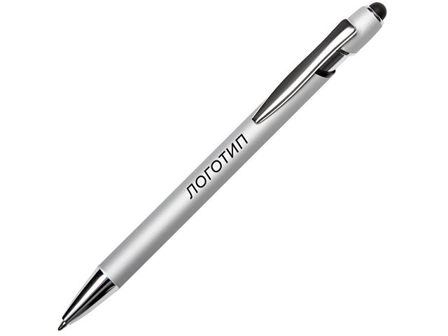 картинка Ручка-стилус металлическая шариковая "Sway  Monochrome" с цветным зеркальным слоем, серебристый с черным от магазина Одежда+
