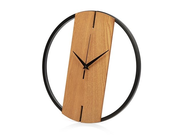картинка Деревянные часы с металлическим ободом, диаметр 30 см, "Time Wheel", натуральный/черный от магазина Одежда+