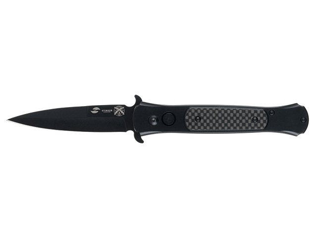 картинка Нож складной Stinger, 118 мм, (черный), материал рукояти: нержавеющая сталь, карбон от магазина Одежда+