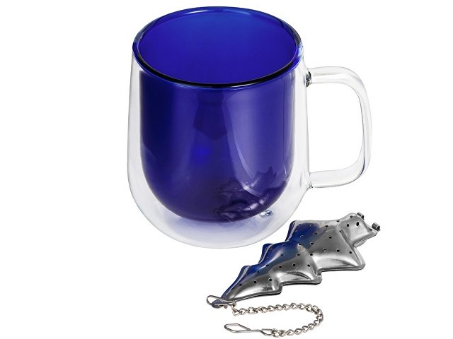 картинка Набор "Bergamot": кружка и ситечко для чая, синий от магазина Одежда+