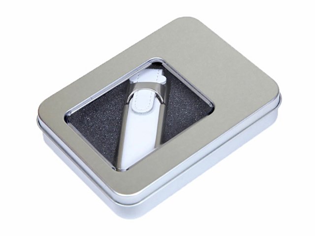 картинка Металлическая коробочка G04 серебряного цвета с прозрачным окошком от магазина Одежда+