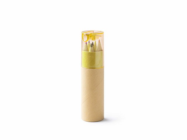 картинка Набор из 6 деревянных карандашей MABEL в футляре из переработанного картона, натуральный/желтый от магазина Одежда+