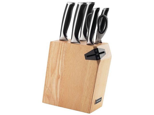 картинка Набор из 5 кухонных ножей, ножниц и блока для ножей с ножеточкой, NADOBA, серия URSA от магазина Одежда+