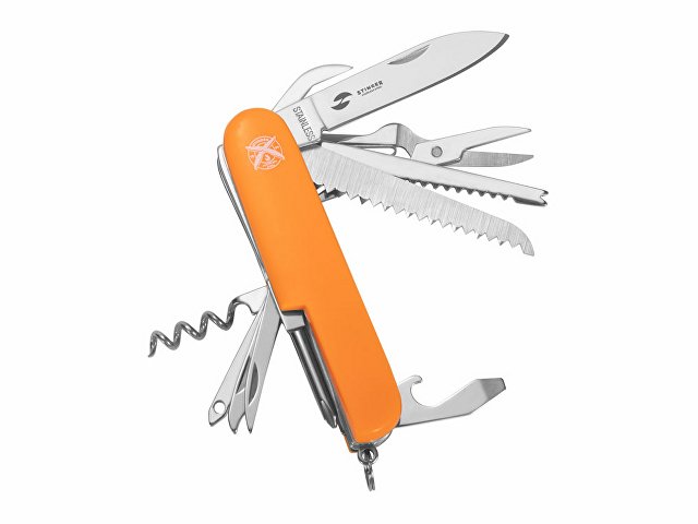 картинка Нож перочинный Stinger, 89 мм, 15 функций, материал рукояти: АБС-пластик (оранжевый) от магазина Одежда+