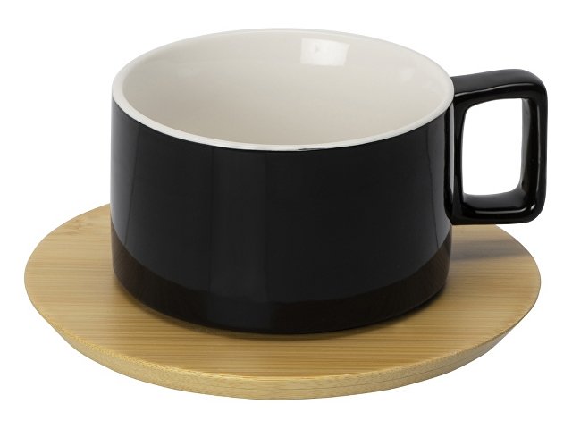 картинка Набор чашка с бамбуковым блюдцем "Sheffield", черный от магазина Одежда+