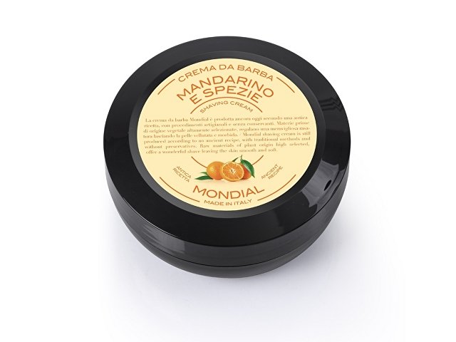 картинка Крем для бритья Mondial "MANDARINO E SPEZIE" с ароматом мандарина и специй, пластиковая чаша, 75 мл от магазина Одежда+