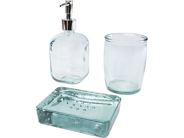 картинка Jabony Набор для ванной, состоящий из 3 предметов из переработанного стекла, прозрачный от магазина Одежда+