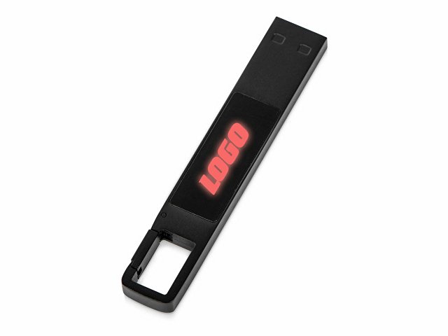 картинка USB 2.0- флешка на 32 Гб c подсветкой логотипа «Hook LED», темно-серый, красная подсветка от магазина Одежда+