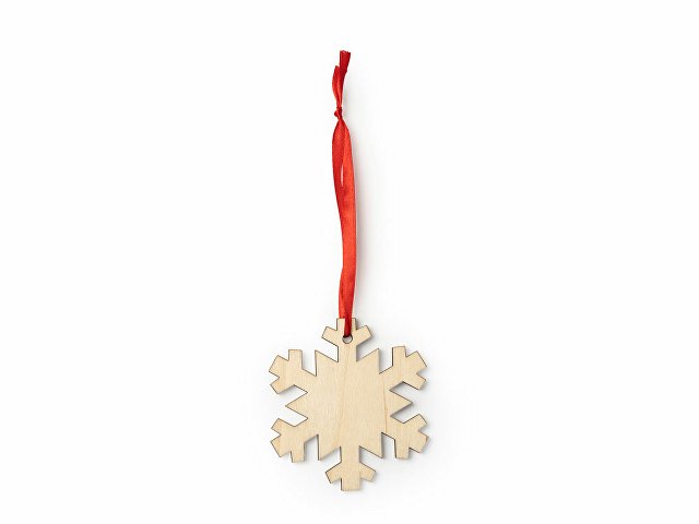 картинка Деревянное новогоднее украшение JINGLE, снежинка, натуральный от магазина Одежда+