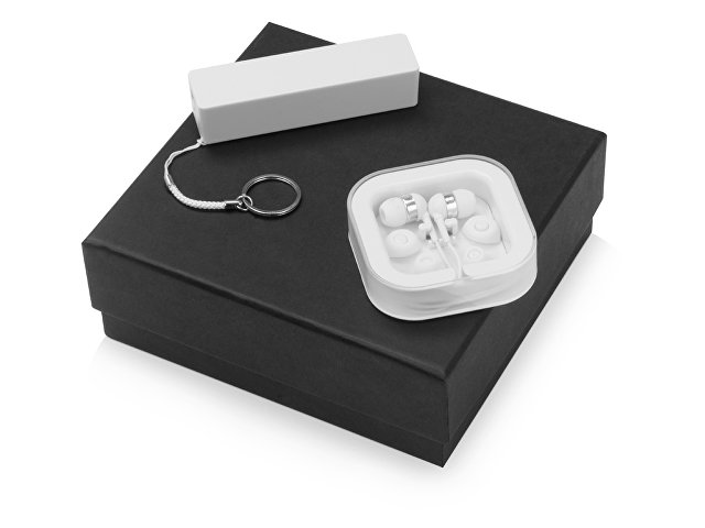 картинка Подарочный набор Non-stop music с наушниками и зарядным устройством, белый от магазина Одежда+