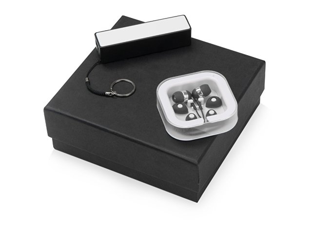 картинка Подарочный набор Non-stop music с наушниками и зарядным устройством, черный от магазина Одежда+