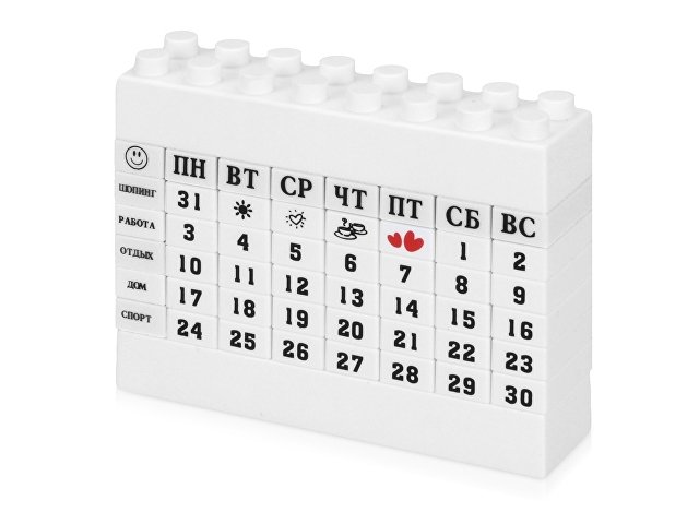 картинка Вечный календарь в виде конструктора, белый от магазина Одежда+
