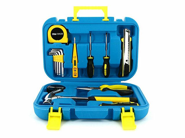 картинка Набор инструментов Stinger, 15 инструментов, в пластиковом кейсе, 290х205x75 мм, синий от магазина Одежда+