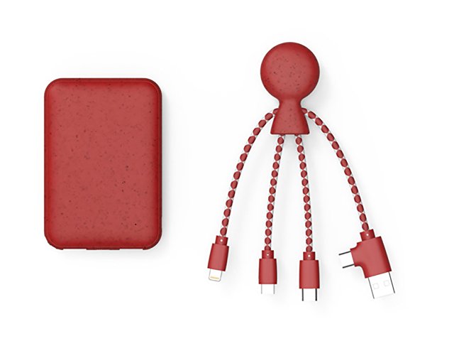 картинка Портативное зарядное устройство "BioPack" c кабелем "Mr. Bio", 5000 mAh, красный от магазина Одежда+