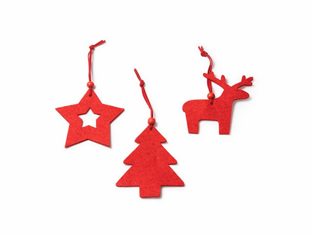 картинка Набор рождественских украшений из фетра CAROL (звезда, елка, олень), красный от магазина Одежда+