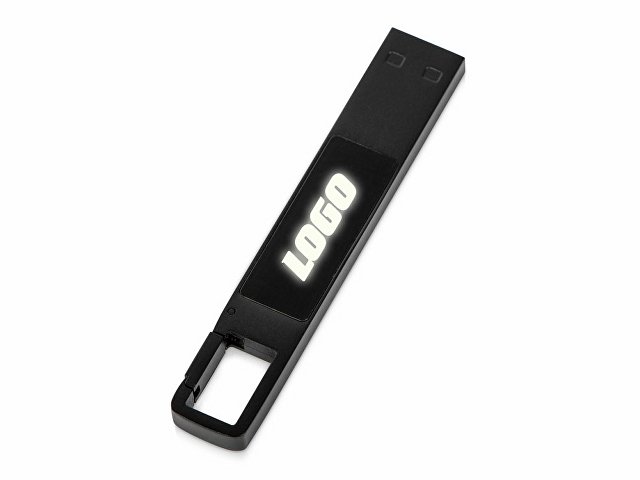 картинка USB 2.0- флешка на 32 Гб c подсветкой логотипа «Hook LED», темно-серый, белая подсветка от магазина Одежда+
